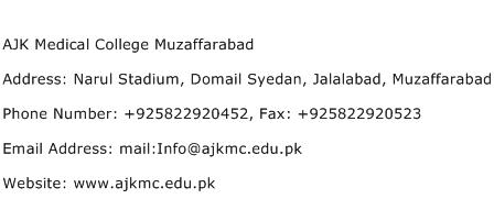 AJK Medical College Muzaffarabad Address Contact Number