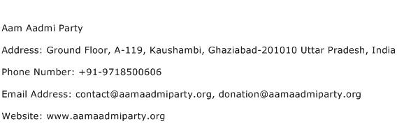 Aam Aadmi Party Address Contact Number