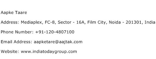 Aapke Taare Address Contact Number