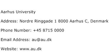 Aarhus University Address Contact Number