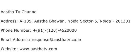 Aastha Tv Channel Address Contact Number