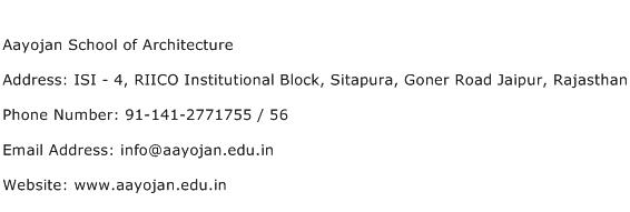 Aayojan School of Architecture Address Contact Number