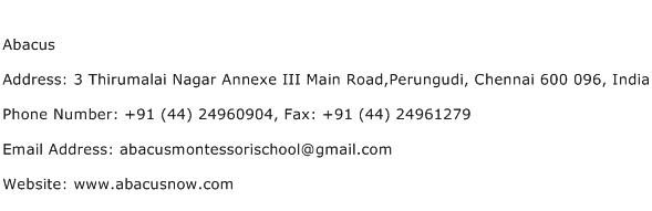 Abacus Address Contact Number