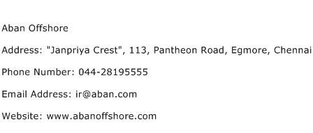Aban Offshore Address Contact Number