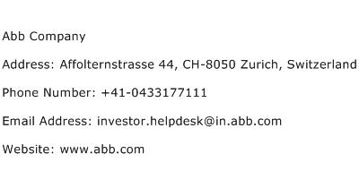 Abb Company Address Contact Number