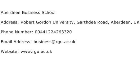 Aberdeen Business School Address Contact Number
