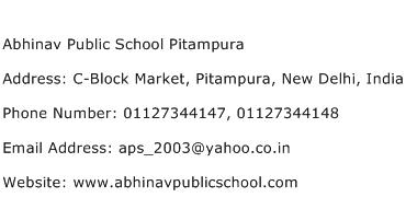 Abhinav Public School Pitampura Address Contact Number
