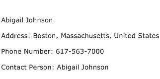 Abigail Johnson Address Contact Number