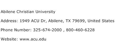 Abilene Christian University Address Contact Number