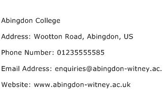 Abingdon College Address Contact Number