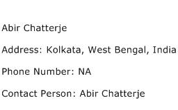 Abir Chatterje Address Contact Number