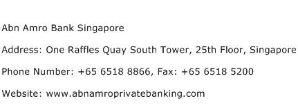 Abn Amro Bank Singapore Address Contact Number