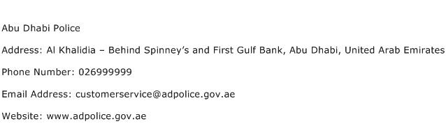 Abu Dhabi Police Address Contact Number