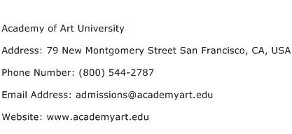Academy of Art University Address Contact Number