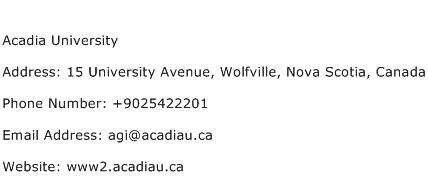 Acadia University Address Contact Number