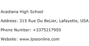 Acadiana High School Address Contact Number