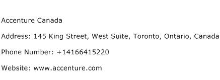 Accenture Canada Address Contact Number