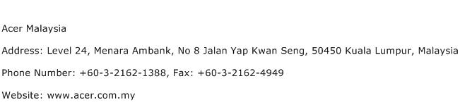 Acer Malaysia Address Contact Number