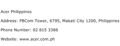 Acer Philippines Address Contact Number