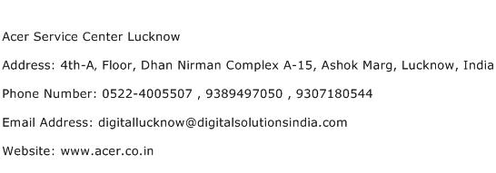 Acer Service Center Lucknow Address Contact Number