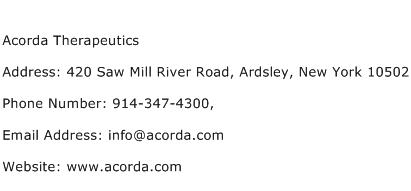 Acorda Therapeutics Address Contact Number