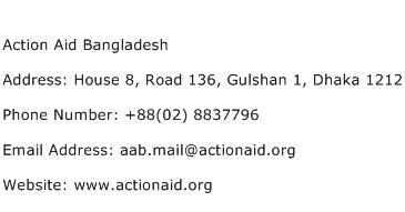 Action Aid Bangladesh Address Contact Number