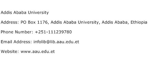 Addis Ababa University Address Contact Number