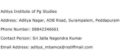 Aditya Institute of Pg Studies Address Contact Number