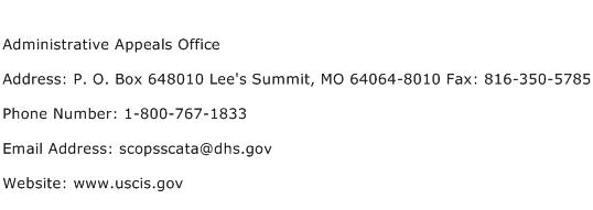Administrative Appeals Office Address Contact Number