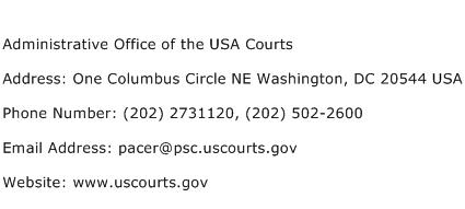 Administrative Office of the USA Courts Address Contact Number