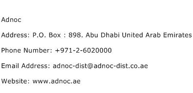 adnoc petrol station contact number
