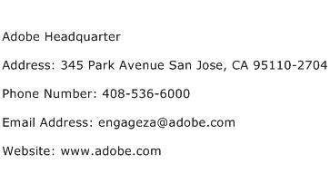 Adobe Headquarter Address Contact Number
