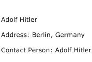Adolf Hitler Address Contact Number