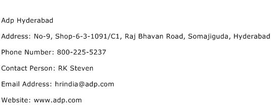 Adp Hyderabad Address Contact Number