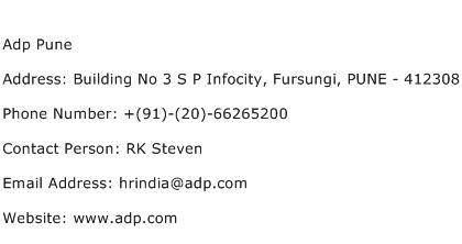 Adp Pune Address Contact Number