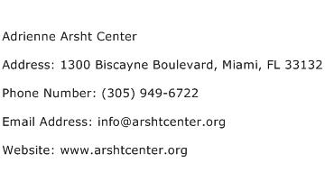 Adrienne Arsht Center Address Contact Number