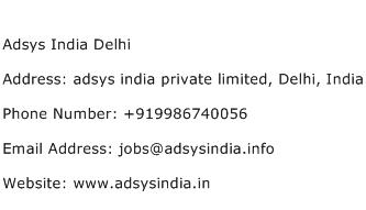 Adsys India Delhi Address Contact Number