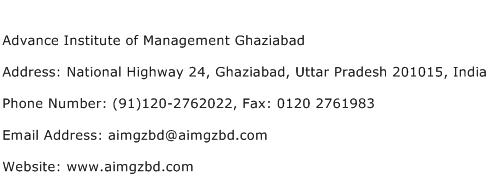 Advance Institute of Management Ghaziabad Address Contact Number