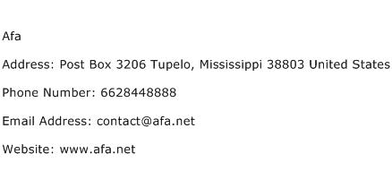 Afa Address Contact Number