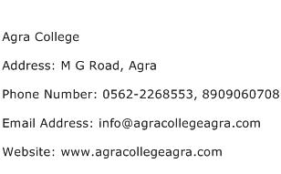 Agra College Address Contact Number