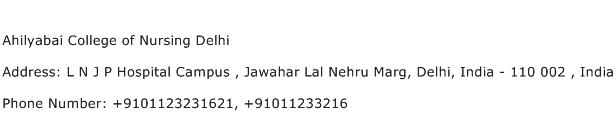 Ahilyabai College of Nursing Delhi Address Contact Number