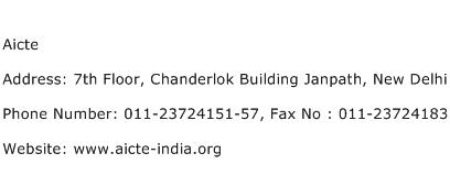 Aicte Address Contact Number