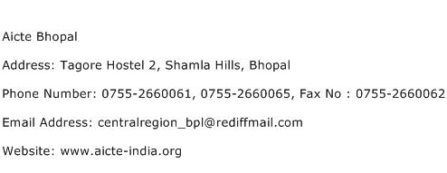 Aicte Bhopal Address Contact Number