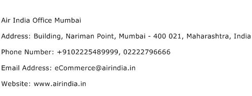 Air India Office Mumbai Address Contact Number