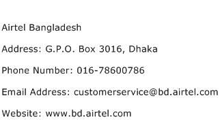 Airtel Bangladesh Address Contact Number