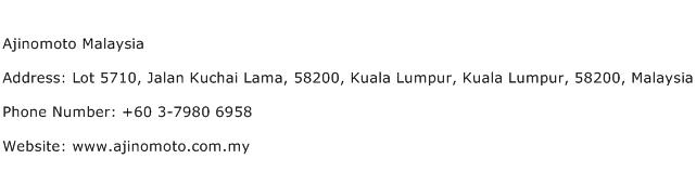 Ajinomoto Malaysia Address Contact Number