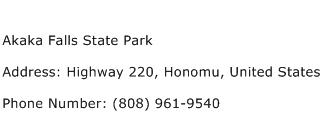 Akaka Falls State Park Address Contact Number