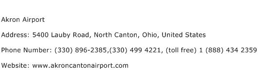Akron Airport Address Contact Number