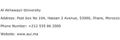 Al Akhawayn University Address Contact Number