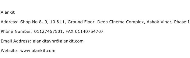 Alankit Address Contact Number